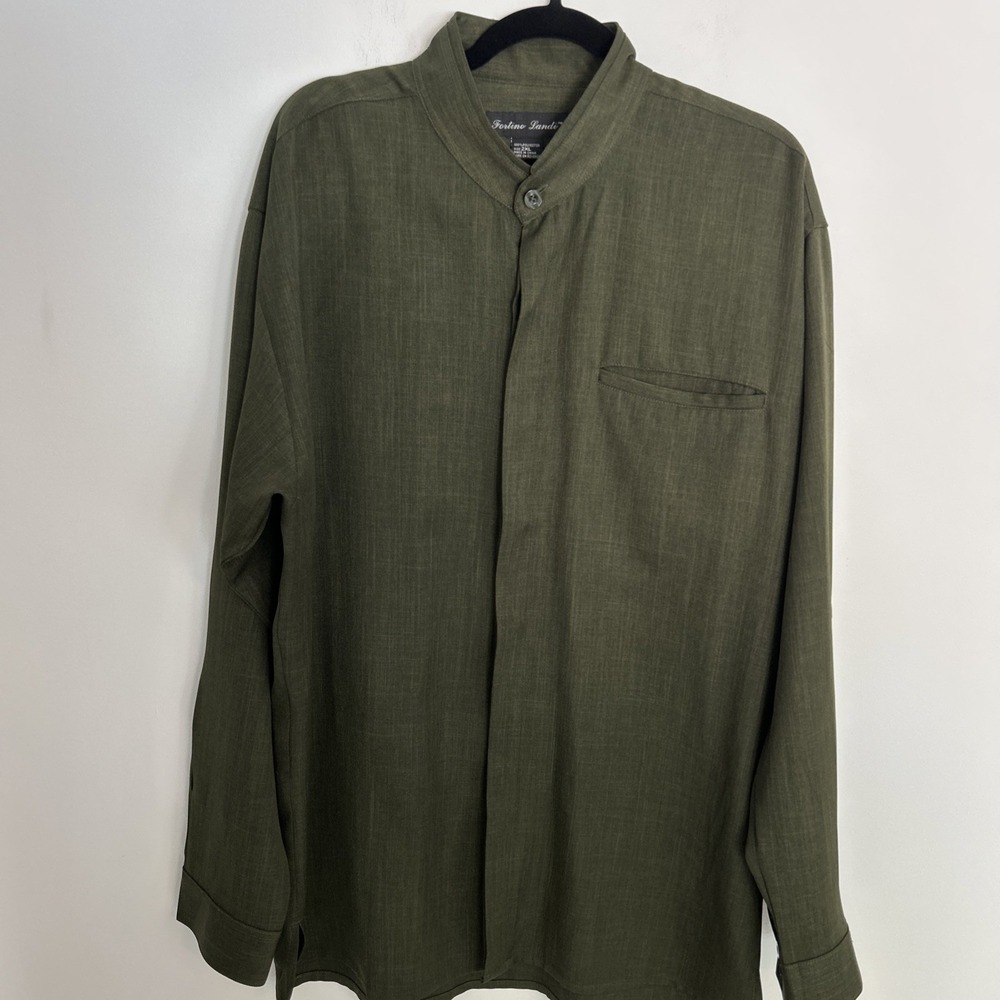 Men's Mandarin/banded‎ Collar Casual Shirt Fortune Landi 2XL